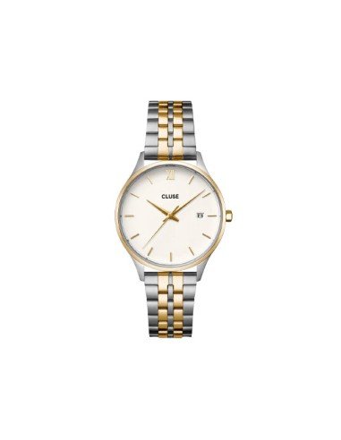 Élégante montre Cluse Minuit bicolore avec cadran blanc