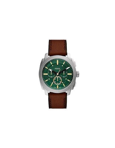 Montre Fossil Machine : cuir brun et cadran vert, élégance et fonctionnalité