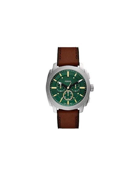 Fossil Machine Watch: Braunes Leder und grünes Zifferblatt, Eleganz und Funktionalität
