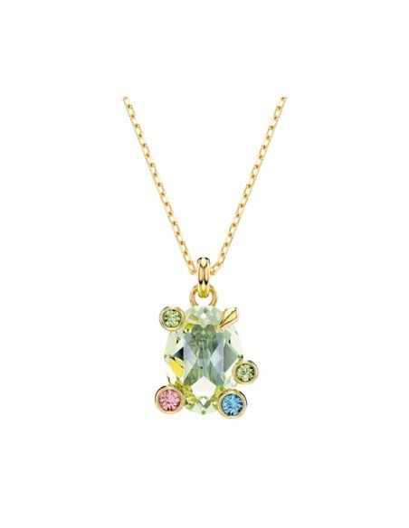 Colgante Gema Swarovski: lujo multicolor en baño tono oro para estilo sofisticado