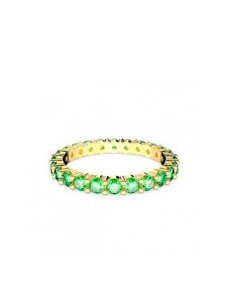 Swarovski Matrix Ring, Round, Green, Rhodium Tone.