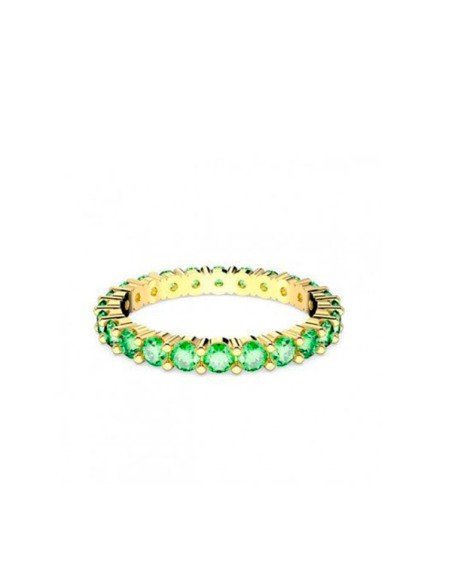 Swarovski Matrix Ring, rund, grün, rhodiniert.