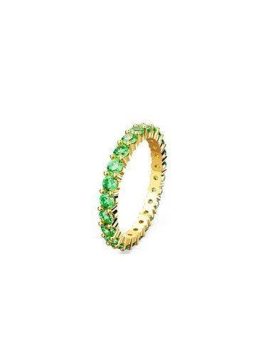 Bague Swarovski Matrix, ronde, verte, tonalité rhodium.