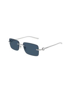 Lunettes de soleil Gucci pour homme : style italien, argent et bleu foncé de luxe