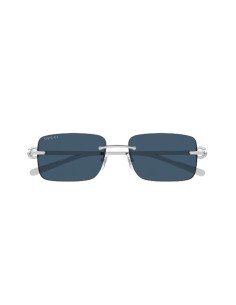 Lunettes de soleil Gucci pour homme : style italien, argent et bleu foncé de luxe 2
