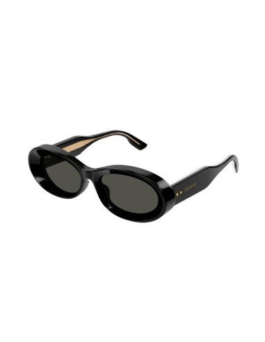 Runde schwarze Gucci-Sonnenbrille mit goldenen Akzenten: zeitlose Eleganz und Luxus