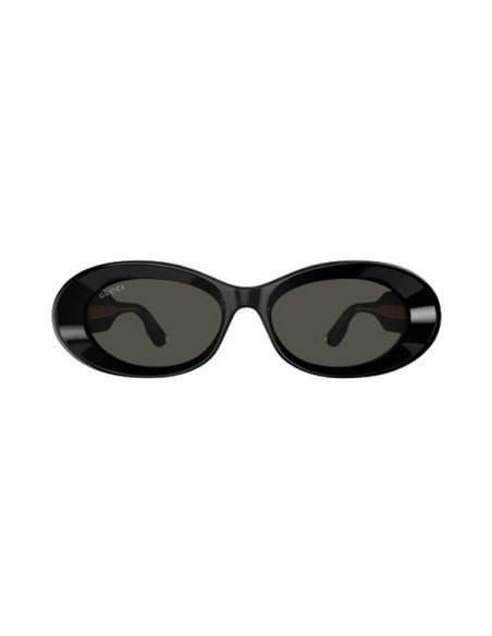 Runde schwarze Gucci-Sonnenbrille mit goldenen Akzenten: zeitlose Eleganz und Luxus
