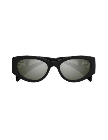 Lunettes de soleil Gucci pour femme, rectangulaires, noires et grises, protection UVA/UVB et style