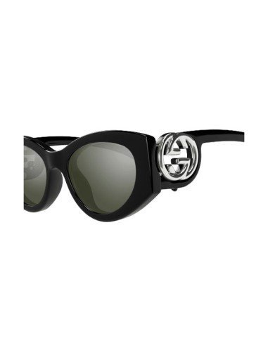 Lunettes de soleil Gucci pour femme, rectangulaires, noires et grises, protection UVA/UVB et style
