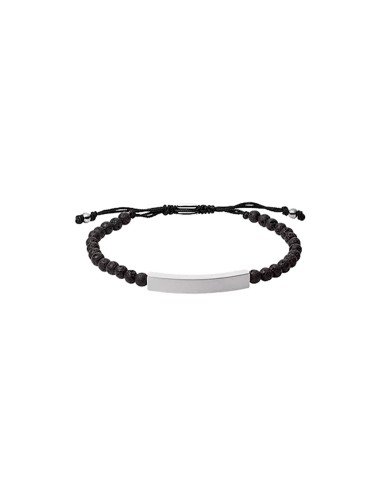 Bracelet en pierre de lave fossile avec plaque, élégance et style intemporels