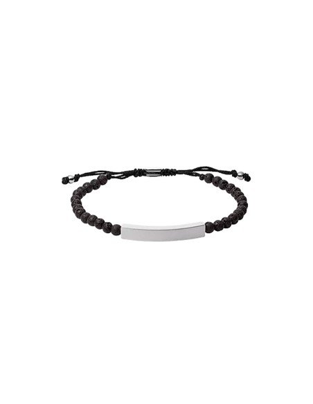 Bracelet en pierre de lave fossile avec plaque, élégance et style intemporels
