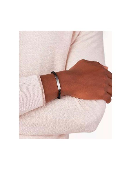 Fossil-Lavastein-Armband mit Plakette, zeitlose Eleganz und Stil