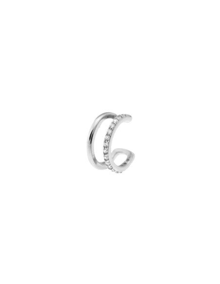 Piercing de argola dupla prateada Agatha: elegância e qualidade em prata de primeira lei