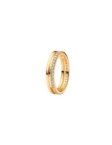 Anello Pandora Shine a doppia fascia: raffinatezza moderna con finiture uniche e zirconi cubici