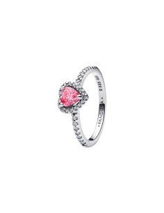 Pandora Raised Pink Heart Ring: elegance and romanticism with an enveloping sparkle