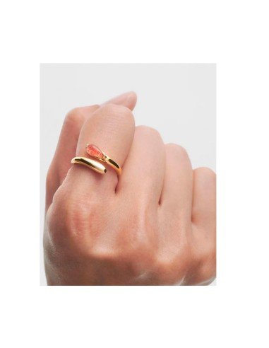 PDPAOLA Bague Kalia Sunstone : élégance et luxe en argent sterling et or 18 carats