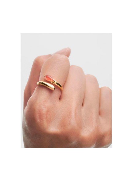PDPAOLA Kalia Sunstone Ring: elegance and luxury in sterling silver and 18K gold