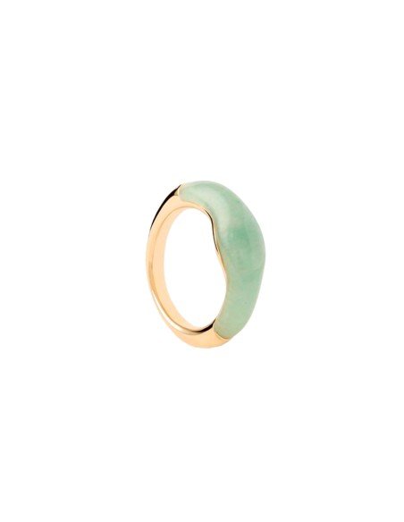 PDPAOLA Aventurine Green Nami ring in 18k gold plated recycled silver