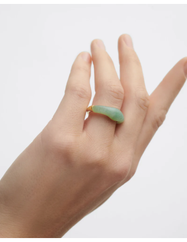 PDPAOLA Ring Aventurin Grün Nami aus 18k vergoldetem recyceltem Silber