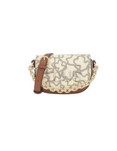 Tous Mini saco de ombro em forma de meia-lua camel e bege...