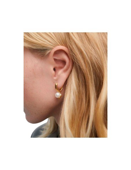 La Perla PDPAOLA Pearl Hoop Ears : Elégance intemporelle en argent recyclé avec perle