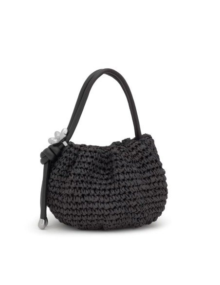 Bombonera negra de rafia Tous Daisy: estilo sostenible y versatilidad elegante