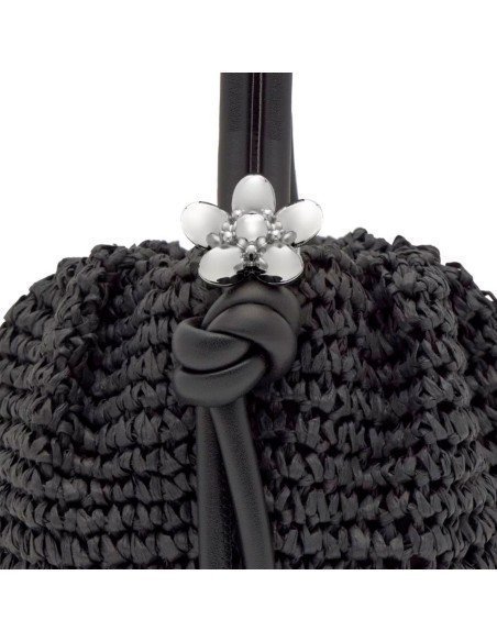 Tous Daisy bowler de ráfia preta: estilo sustentável e versatilidade elegante