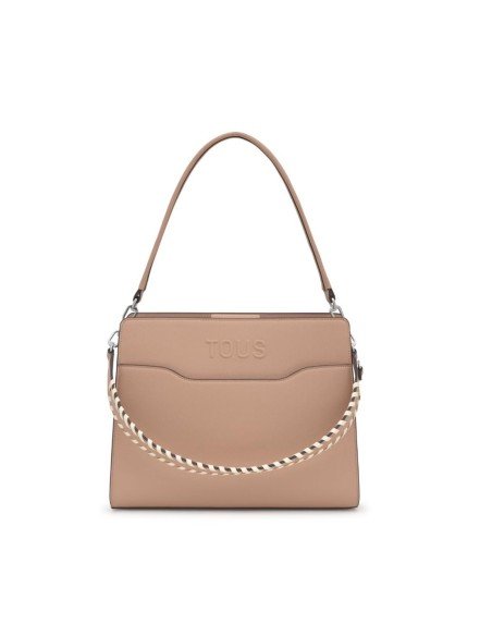 Tous Audree Saffiano bag : élégance et fonctionnalité dans une couleur taupe sophistiquée