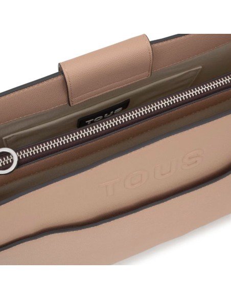 Tous Audree Saffiano bag : élégance et fonctionnalité dans une couleur taupe sophistiquée