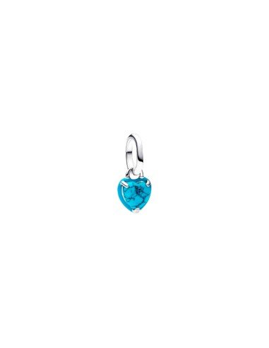 Enchanting Pandora charm: mini colgante corazón turquesa en plata de primera ley