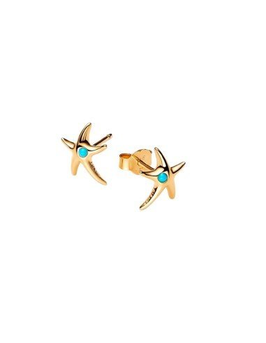 Pendientes estrella de mar Pandora Shine: elegancia marina con oro de 14k y brillantes detalles