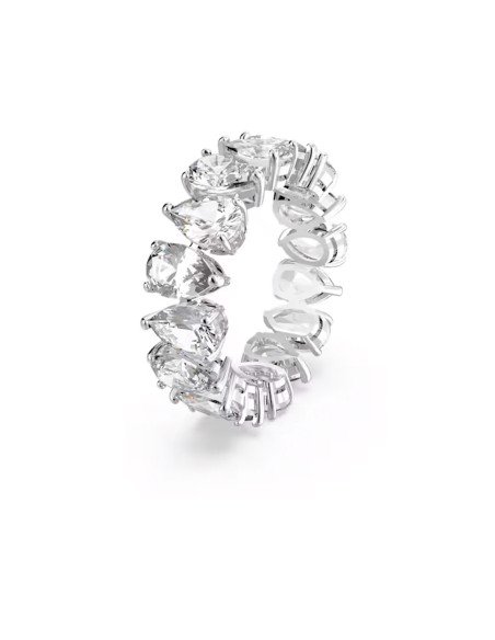 Anello Vittore Swarovski: eleganza e brillantezza nel taglio a pera, bianco e rodiato