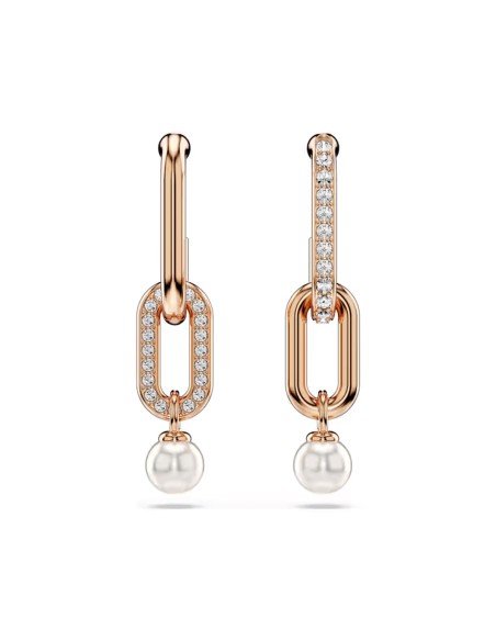 Pendientes Constella perla cristal blanco, oro rosa, elegancia y distinción Swarovski