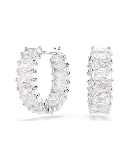 Orecchini a cerchio Swarovski Matrix - eleganza moderna in bianco, rodiato e zirconi