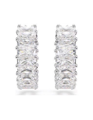 Boucles d'oreilles Swarovski Matrix - élégance moderne en blanc, rhodié et zirconia