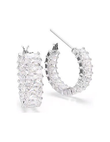 Boucles d'oreilles Swarovski Matrix - élégance moderne en blanc, rhodié et zirconia