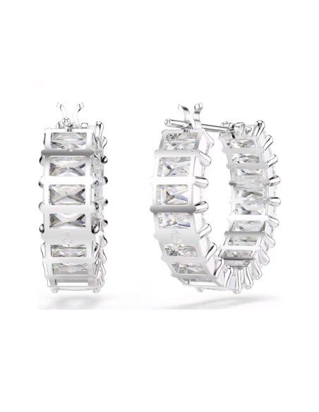 Orecchini a cerchio Swarovski Matrix - eleganza moderna in bianco, rodiato e zirconi