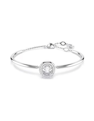 Brazalete Swarovski Dextera blanco, rodio elegante para ocasiones especiales