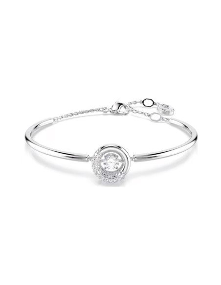Brazalete Swarovski Dextera blanco, rodio elegante para ocasiones especiales