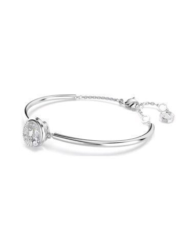 Brazalete Swarovski Dextera blanco, rodio elegante para ocasiones especiales