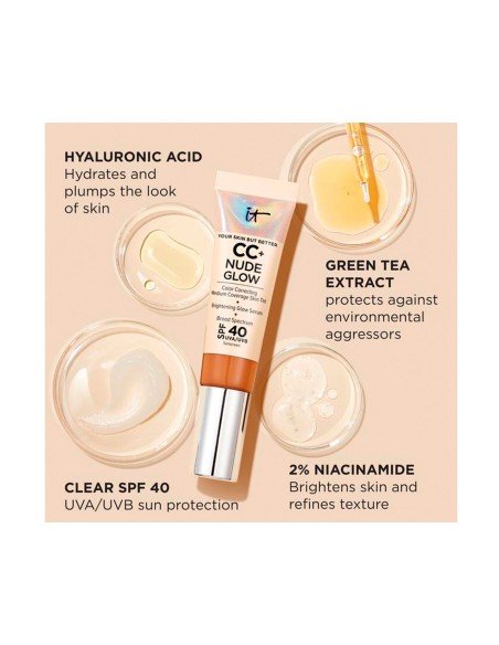 IT CC+ Nude Glow light foundation: strahlende und geschützte Haut, 24h Feuchtigkeit, tägliche Perfektion
