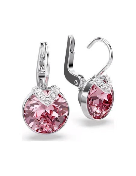 Brincos Bella V: Cristais Swarovski cor-de-rosa com elegante banho de ródio