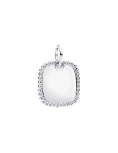 Colgante cuadrado Pandora brillante grabable en plata, elegancia personalizada única