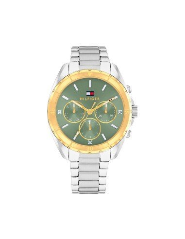 Montre Tommy Hilfiger Mellie : modèle unisexe en argent avec cadran vert et fonctions supplémentaires