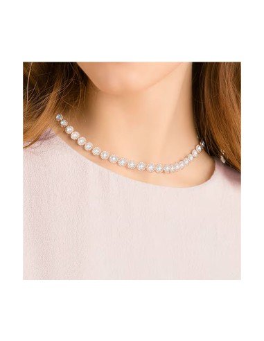 Collier Swarovski Angelic : Elégance intemporelle en or blanc et rose, technique artisanale unique
