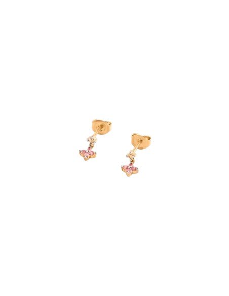 Boucles d'oreilles courtes Agatha Beloved : élégance florale en argent plaqué or et zirconia
