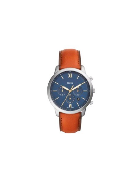 Montre Fossil Neutra : élégance et précision en cuir brun avec cadran bleu satiné