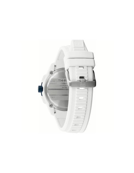 Montre Tommy Hilfiger pour homme : design sportif, bracelet en silicone blanc, 10 ATM