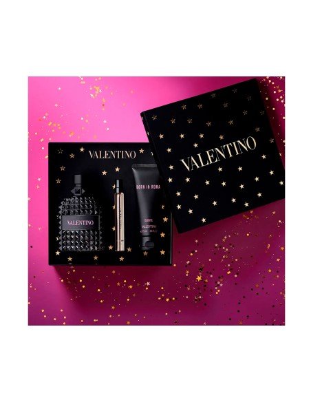Conjunto Valentino Uomo Born in Roma: colónia elegante + gel de banho, aroma moderno e sofisticado