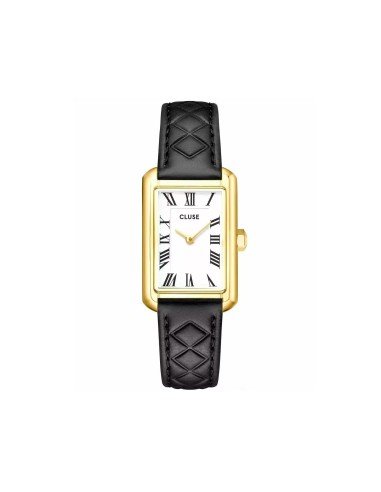 Cluse Belisenna Uhr elegantes weißes Zifferblatt mit schwarzem Lederband